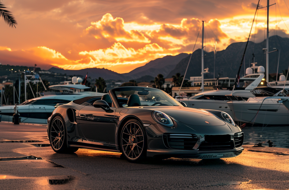 Porsche 911 Turbo Cabrio rental Marbella - Sports car hire Costa del Sol